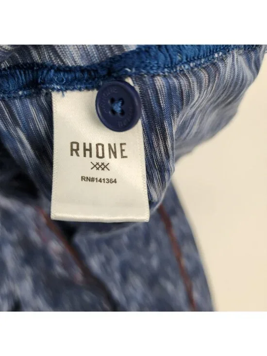 Rhone Shirt Mens XL Blue Heathered Henley Long Sleeve Stretch - Picture 6 of 7